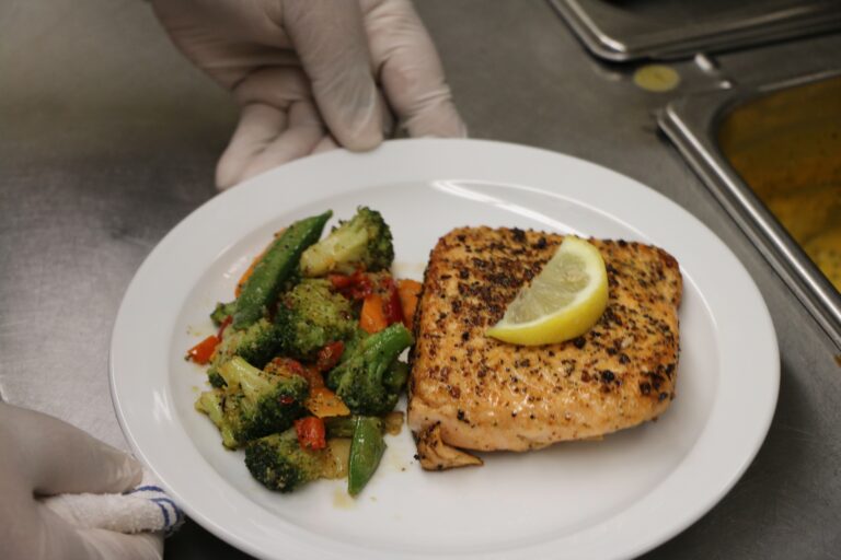 A home-style meal served in the Azalea Estates dining room