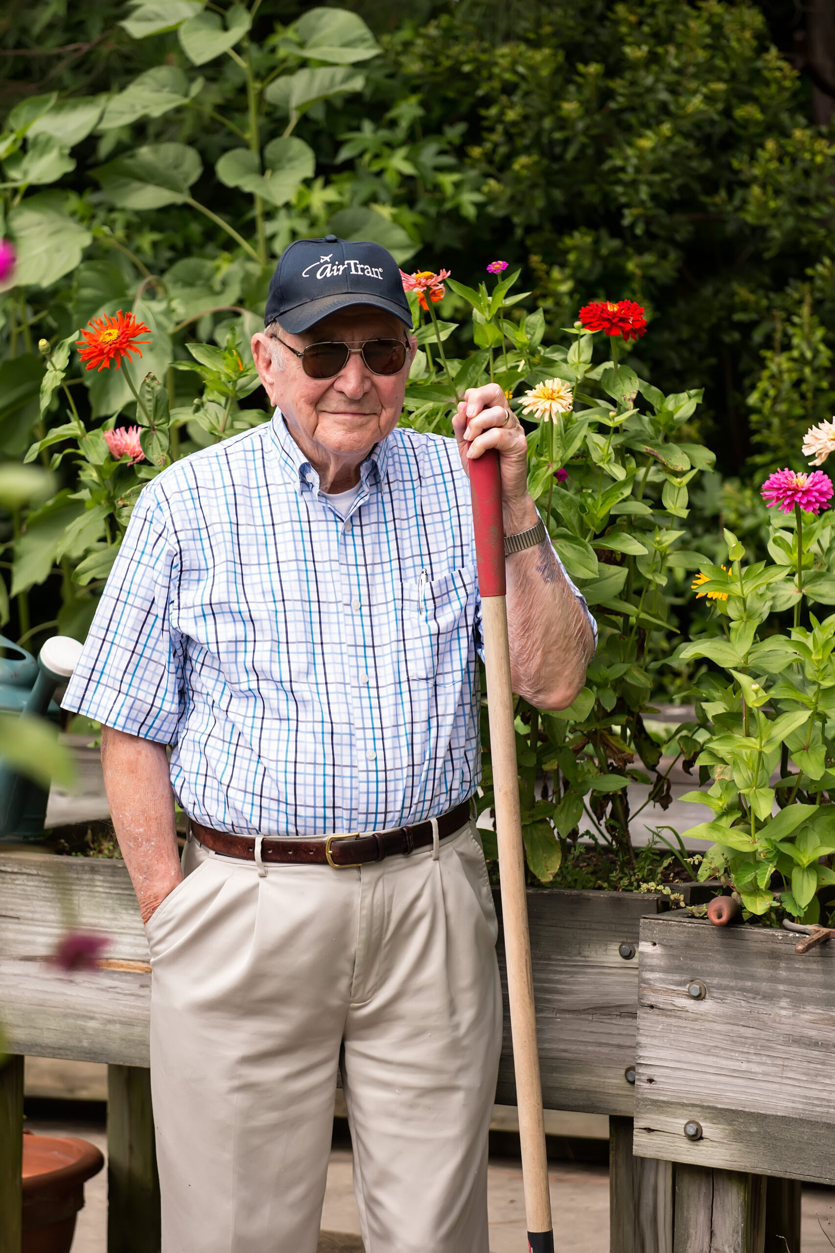 Residents tending the community garden — seasonal planting