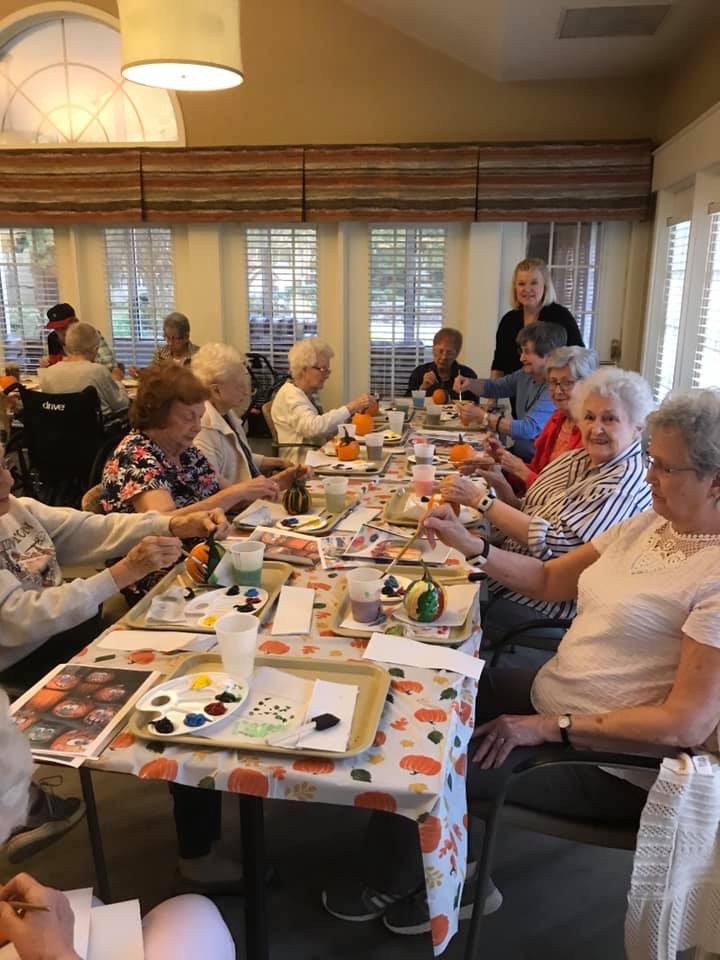 Residents in an art and painting class together