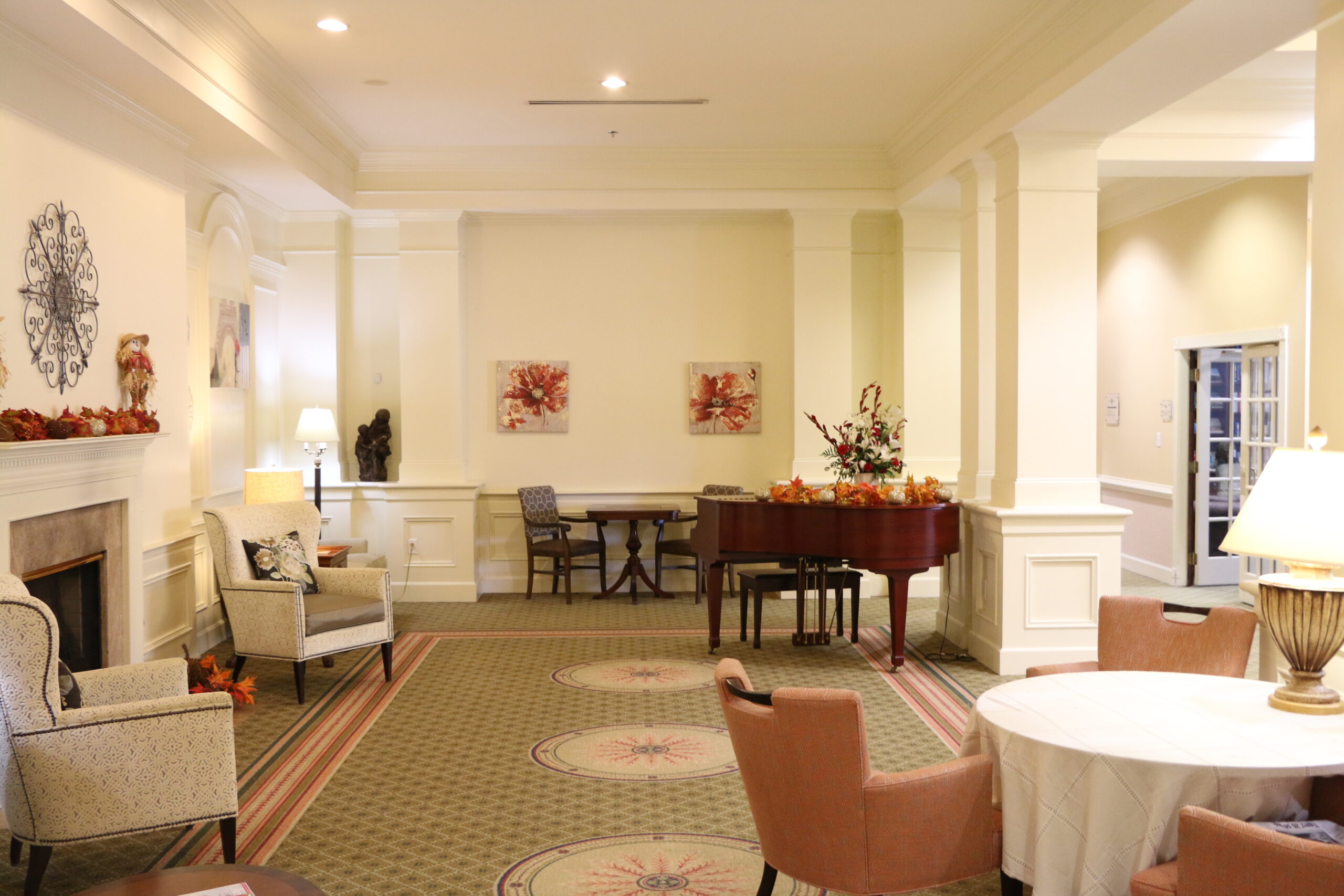 Warm interior view of Azalea Estates common areas