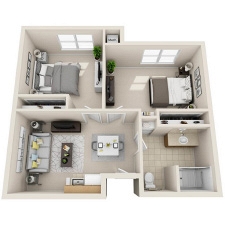 Two Bedroom floor plan drawing